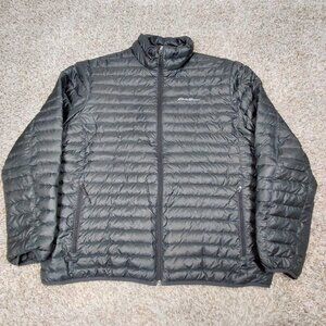 Eddie Bauer EB650 Down Puffer Jacket Mens XL Black Lightweight Full Zip
